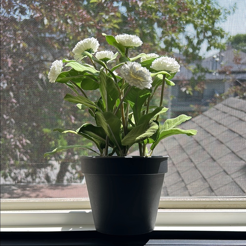 IKEA Faux Floral Arrangement with White Blooms